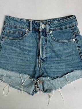 H&M Medium Blue Distressed Denim Cutoff Shorts